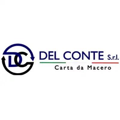 Logo aziendale Del Conte S.r.l. con simbolo circolare e testo.